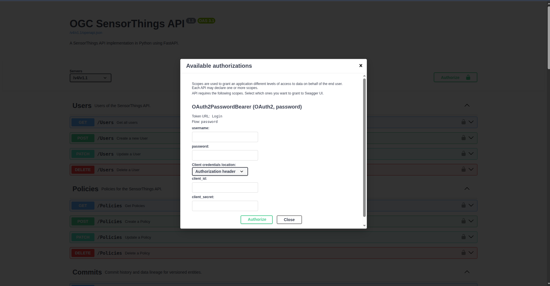 Login form
